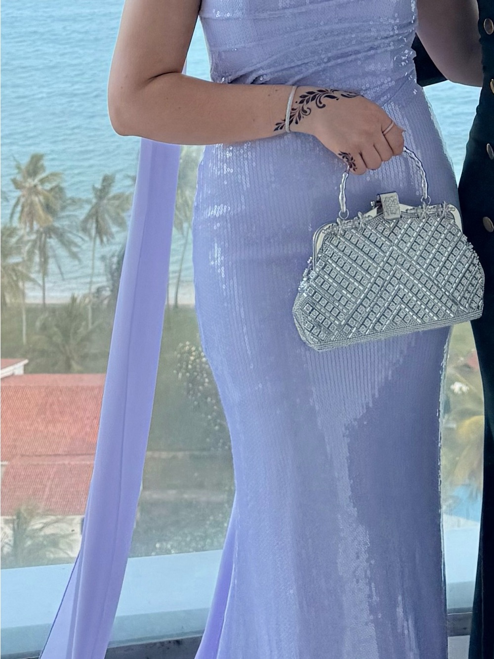 Elitara Lilac Sequin Strapless Gown w/ Cape Prom XS Stretchy